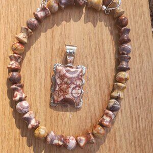 Jay King DTR mine finds Australian Mookaite necklace and Pendant set 925 Sterlin
